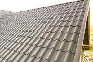 Metal roof with wavy pattern design.