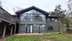 An attractive, contemporary-style house with large, energy-efficient siding.