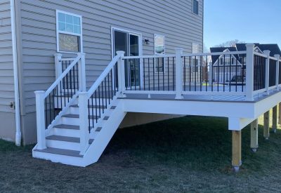 Custom deck with stairs and railing in Pennsburg, PA for outdoor living.