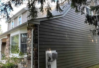 New black siding installed on a residential home in Buckingham PA.