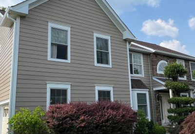 Beige siding of multi-level home in Jamison, PA